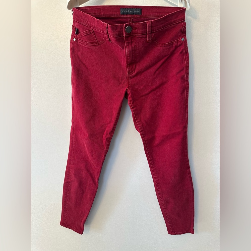 Rock & Republic Skinny Jeans in Deep Red Women’s Size 12